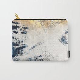 Sunset [1]: a bright, colorful abstract piece in blue, gold, and white by Alyssa Hamilton Art Carry-All Pouch | Case, New, Canvas, Favorites, Mixed Media, Homedecor, Poster, Tapestry, Wallart, Bedding 