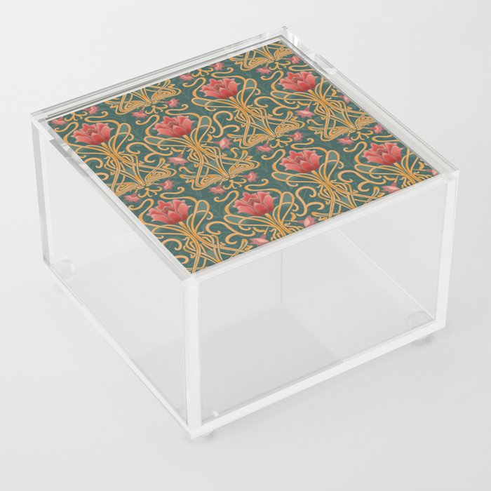 Floral Victorian Lotus - Art Nouveau flowers  Acrylic Box