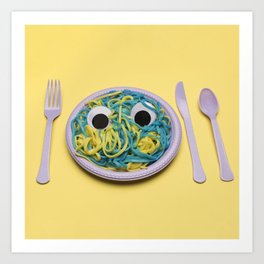 Spaghetti face Art Print
