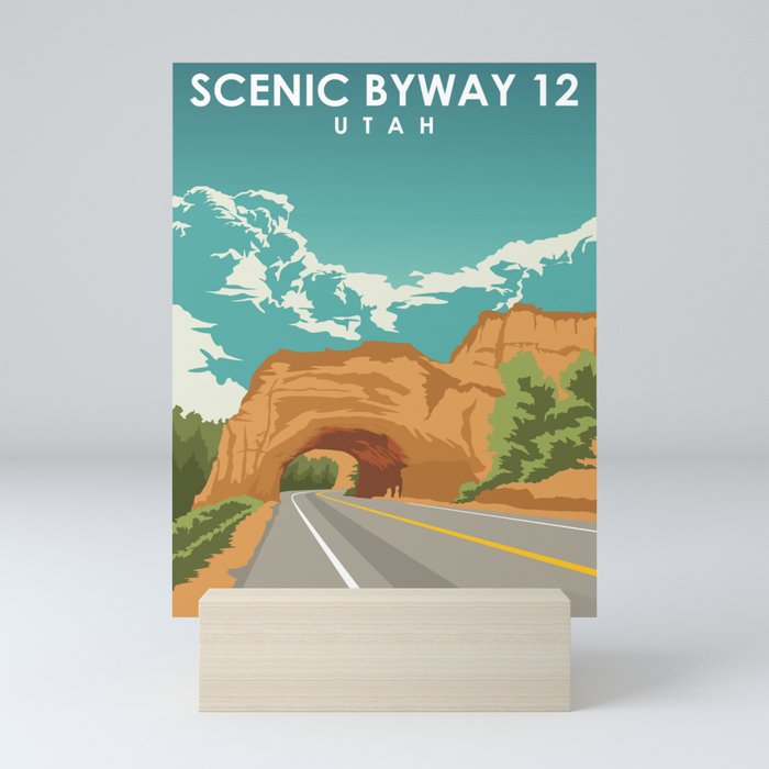 Utah Scenic Byway 12 road trip travel poster Mini Art Print