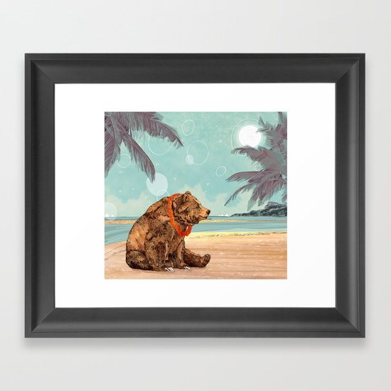 Beach Bear Framed Art Print