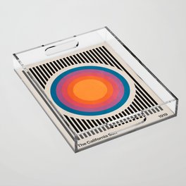 Vintage California Sun Acrylic Tray | Vintage, Colorful, Boho, Sun, Art, Stripes, Color, Retro, Bauhaus, Mid Century 