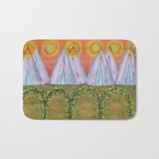 Tipis and decorated Wagon Bath Mat