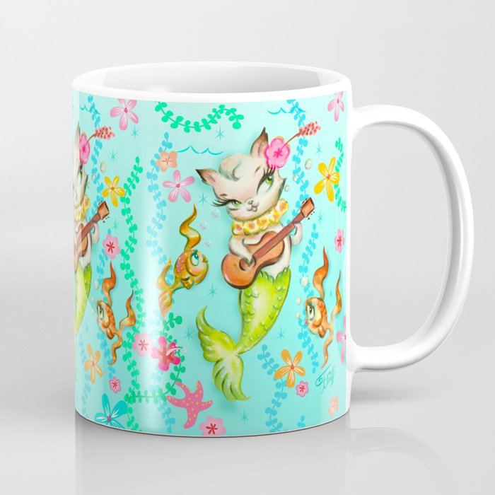 Mermaid Cat with Ukulele Coffee Mug