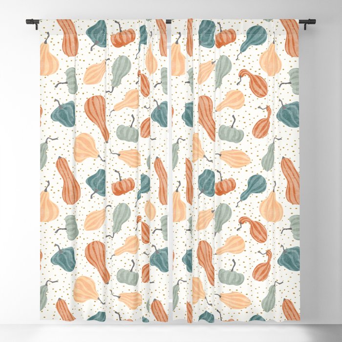 fall gourds - dots Blackout Curtain