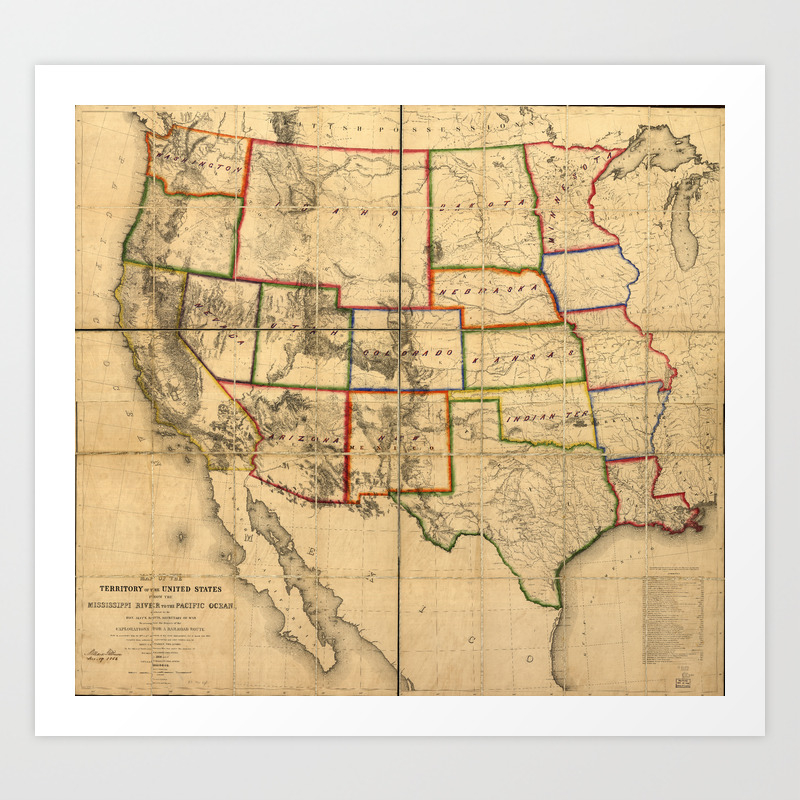 Western United States Territory Map 1858 Art Print By Thearts Society6