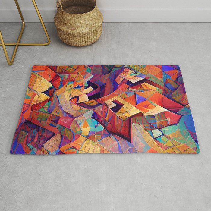 Colorful Distorted Squares Rug