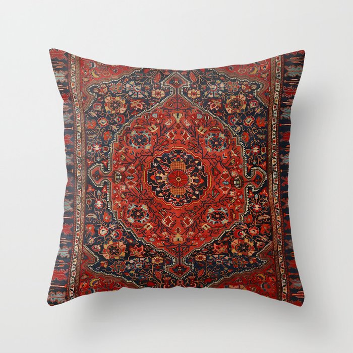 Persian Joshan Vintage Rug Pattern Throw Pillow