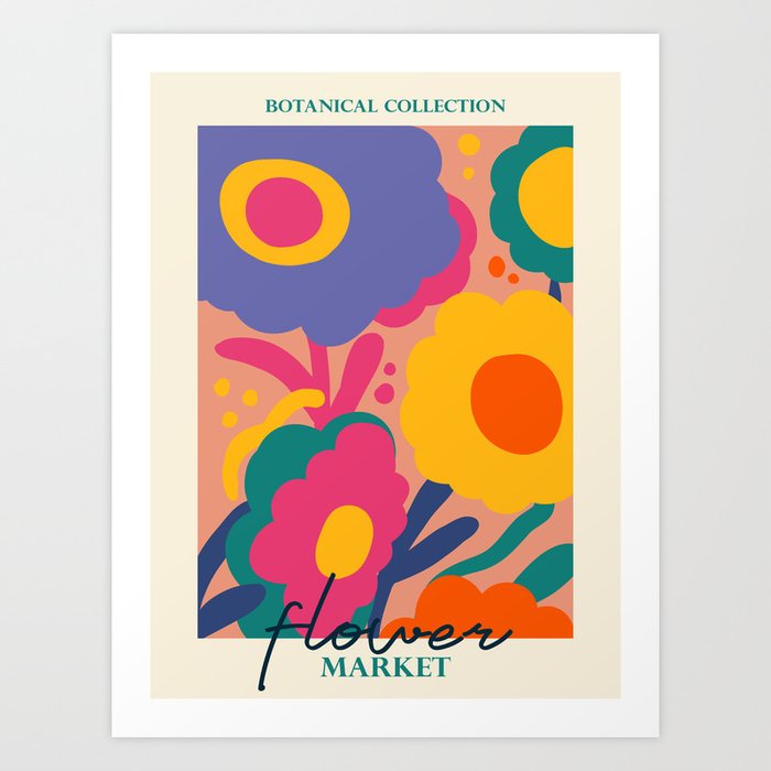 Flower market poster, Copenhagen, Posters aesthetic, Flower art, Chamomile,  Daisy art print, Floral art Poster by Kristinity Art