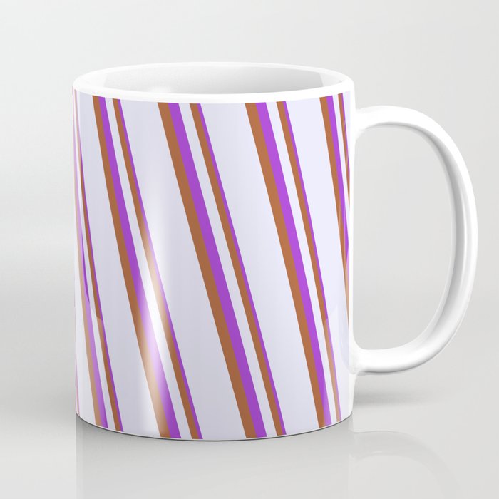 Dark Orchid, Sienna & Lavender Colored Stripes Pattern Coffee Mug