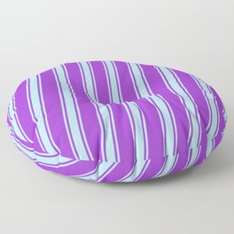 [ Thumbnail: Dark Orchid and Powder Blue Colored Striped/Lined Pattern Floor Pillow ]
