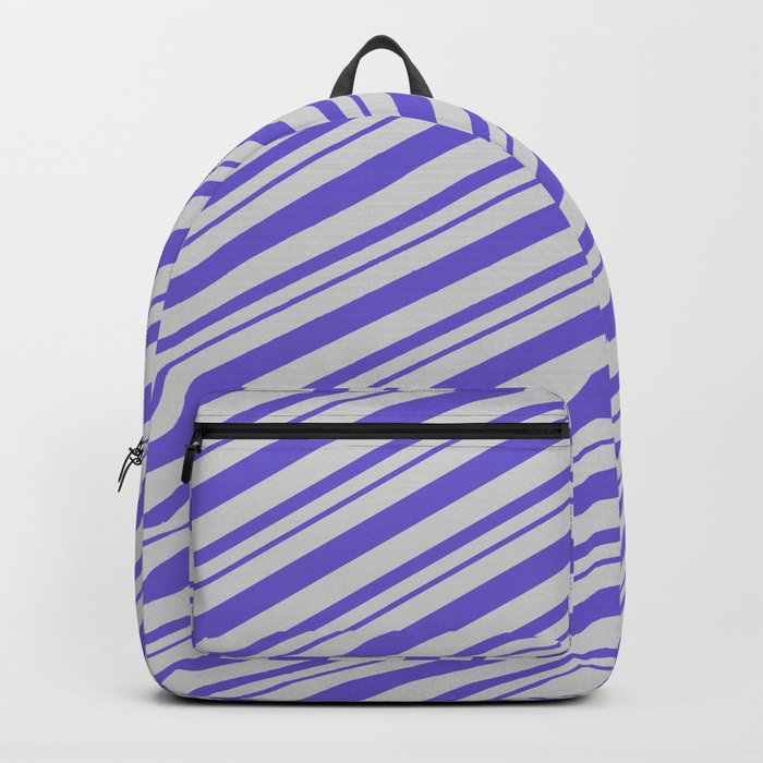 Light Grey & Slate Blue Colored Lines Pattern Backpack