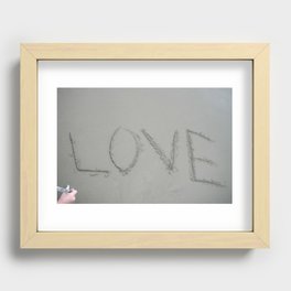 Love letters in the sand Recessed Framed Print