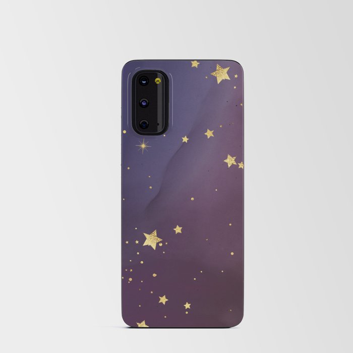 Amethyst Color with Sparkling Gold Stars Android Card Case