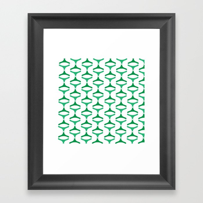 Negative Waves: Shades of Green Framed Art Print