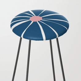 Big Funky Flower in Blue and Pink Counter Stool