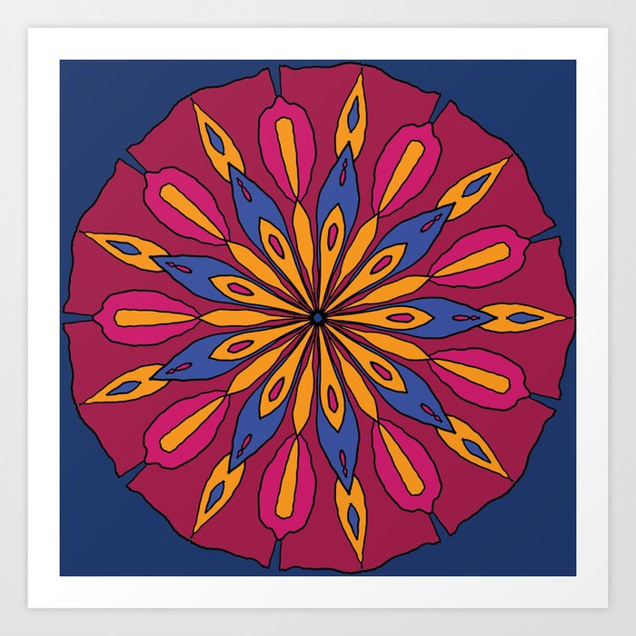 Floral Mandala Sun Burst Art Print