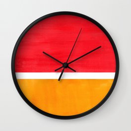 Colorful Bright Minimalist Rothko Color Field Midcentury Bright Red Yellow Squares Vintage Pop Art Wall Clock