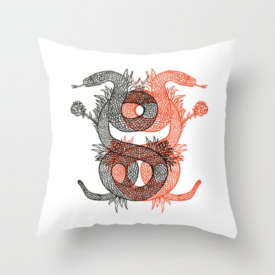 Two Serpents Throw Pillow