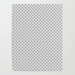 Tiny Paw Prints - Grey on Light Silver Grey Poster