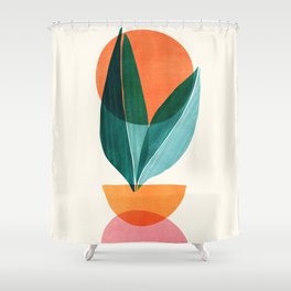 Nature Stack Teal and Orange Abstract Sunset Shower Curtain