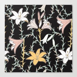 Art Nouveau Dark Lily Floral Canvas Print