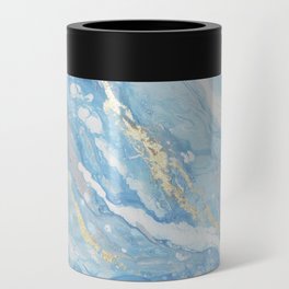 Gilded White Blue Marble Texture Can Cooler
