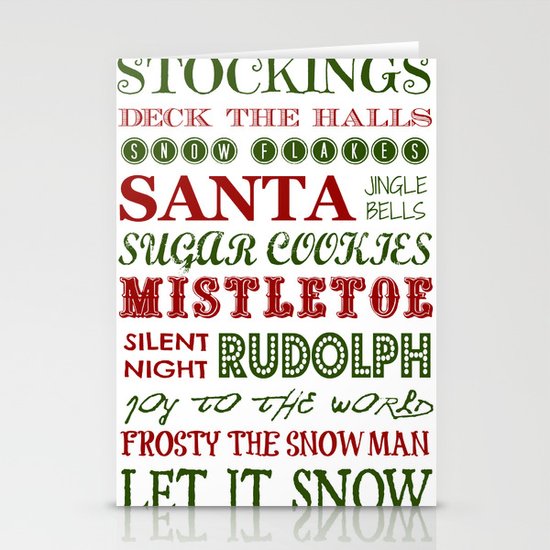 Subway Style Christmas Words 2 Stationery Cards