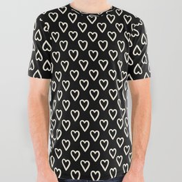 Black and white hearts for Valentines day All Over Graphic Tee