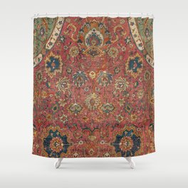 Persian Medallion Rug IV // 16th Century Distressed Red Green Blue Flowery Colorful Ornate Pattern Shower Curtain
