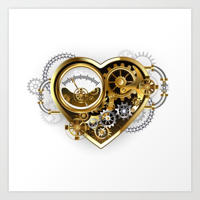 Steampunk Heart with a Manometer Art Print