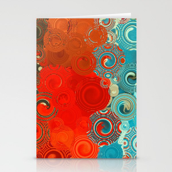 Turquoise and Red Swirls - cheerful, bright art and home decor Stationery Cards