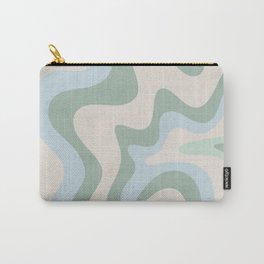 Retro Liquid Swirl Abstract Pattern Celadon Green Baby Blue Beige Carry-All Pouch