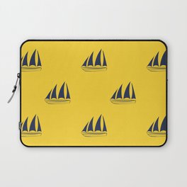 Navy blue Sailboat Pattern on yellow background Laptop Sleeve