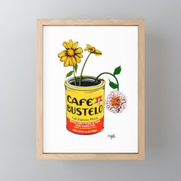 Coffee and Flowers for Breakfast Framed Mini Art Print | Flowers, Kitchen, Curated, Cafe, Dahlia, Coffee, Mexican, Bustelo, Latte, Colored Pencil 