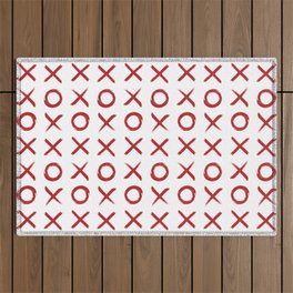 kisses and hugs // red on white Outdoor Rug