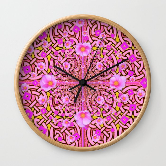 MYSTIC PINK CELTIC ROSE ART Wall Clock