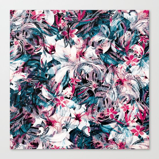 Seamless Floral And Paisley Pattern Canvas Print