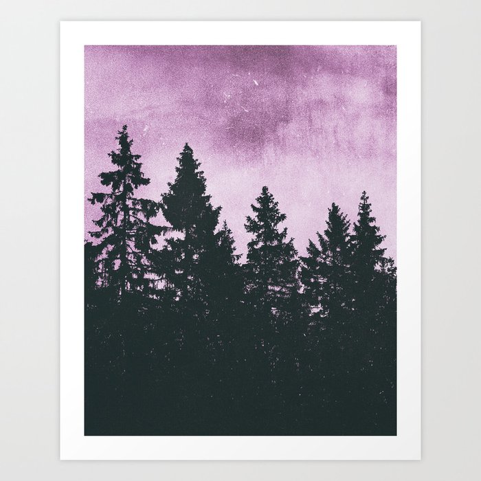 Breathe This Air // Enjoy The Silence In A Fuchsia Raspberry Forest With Magic Cascadia Trees  Art Print