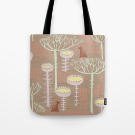 Block print scandinavian meadow brown Tote Bag