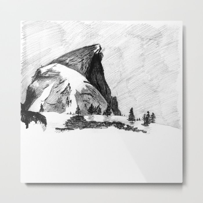 Drawing of Half-Dome in Yosemite from the north Metal Print
