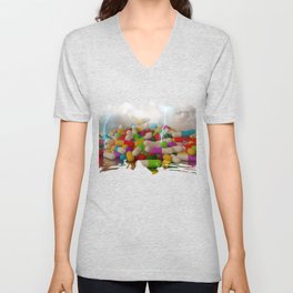 Multicolored medical pills V Neck T Shirt