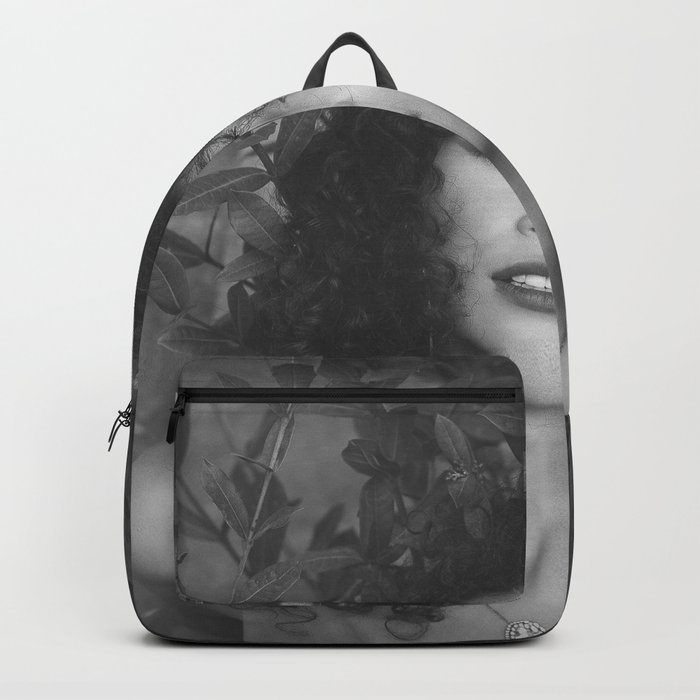 My Sharona (with the long, dark curly hair) African American female beauty black and white photograph portrait - photography - photographs Backpack