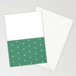 White Polka Dots Lace Horizontal Split on Christmas Green Stationery Card