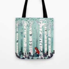 The Birches Tote Bag | Curated, Landscape, Birch, Wildlife, Animal, Nature, Leaves, Summer, Graphicdesign, Meditaion 