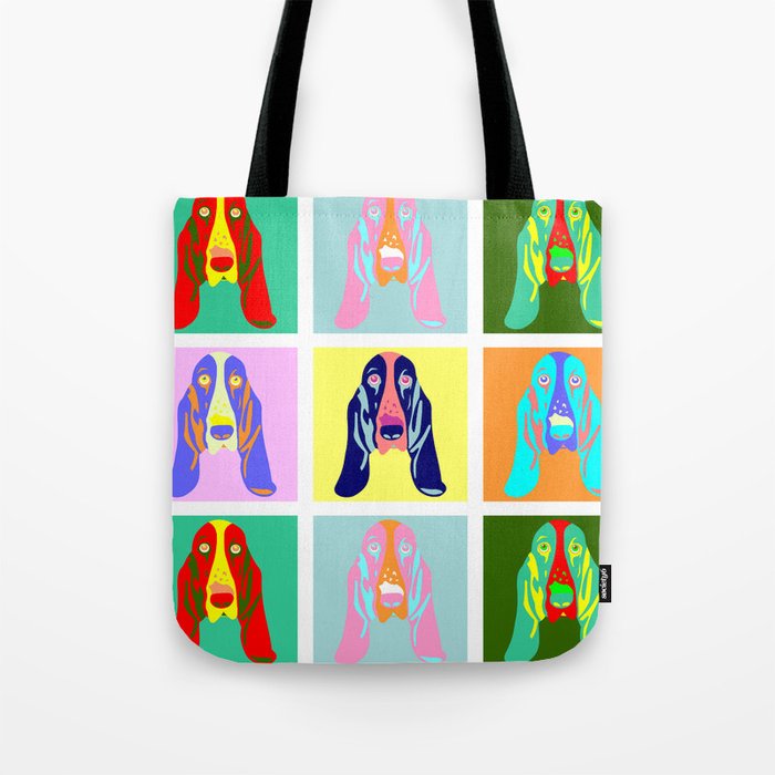 Basset Hound Dog Pop Art Tote Bag
