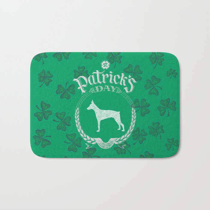 St. Patrick's Day Doberman Funny Gifts for Dog Lovers Bath Mat
