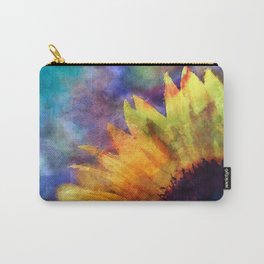 Sunflower Flower Floral on colorful watercolor texture Carry-All Pouch