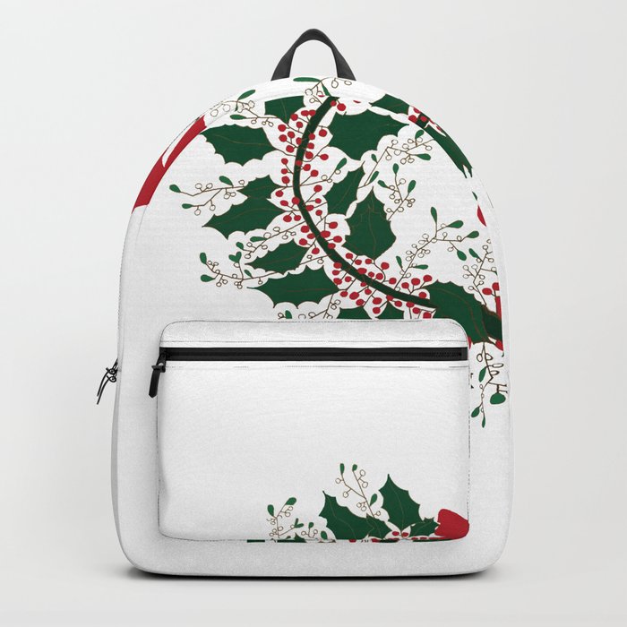 Mistletoe and Holly Wreath Backpack