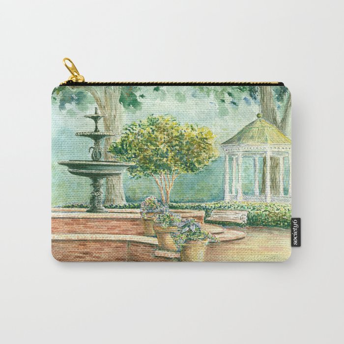 Fountain at the Square Watercolor Carry-All Pouch